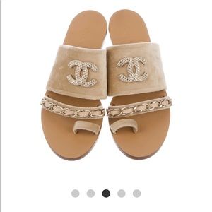 Authentic Chanel 2018 Logo Sandals Size 37